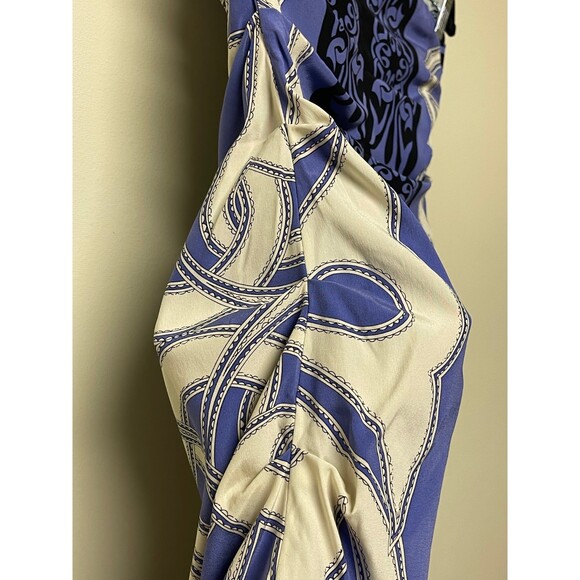 NICOLE MILLER COLLECTIONS 100% Silk Strapless Dress, Blue/Blk/Wht, Sz 4 - Picture 5 of 8
